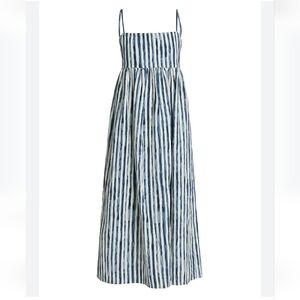 Tencel Lyocel VINCE Painterly Stripe Sundress Size 4 Blue White Spaghetti Strap